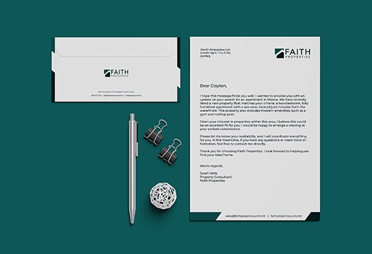 Faith Properties stationery design