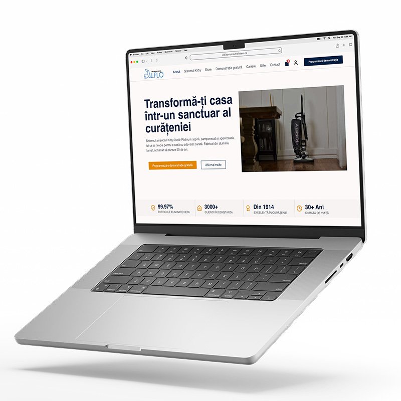 Kirby Constanta website on laptop